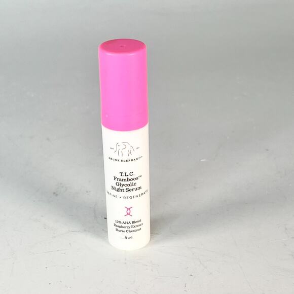 Drunk Elephant T.L.C. Framboos Glycolic Night Serum 12% AHA Travel .27oz 8ml New - Picture 1 of 5